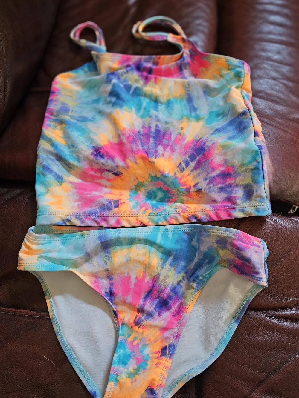 The Childrens Plac Girl Tie-Dye Tankini Set - Pink, Blue, Yellow, Orange, Purple
